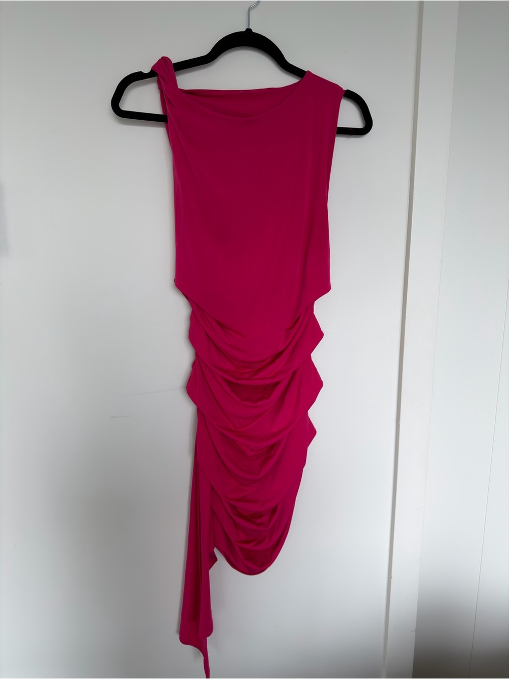 Zara Rushed Draped Hot Pink Dress